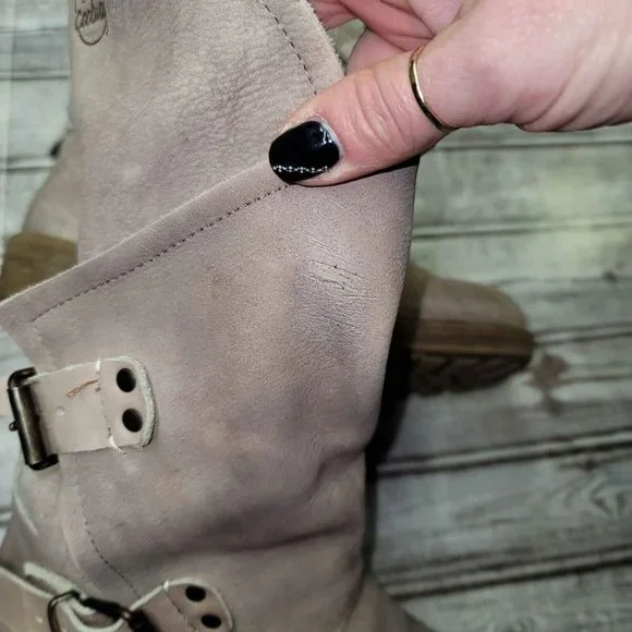 Coolway Alida Pink Leather Slouchy Dual Buckle Boots - Picture 6 of 8